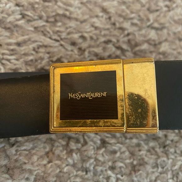 Yves Saint Laurent Black and Gold Belt. 23 Long. - Picture 1 of 5